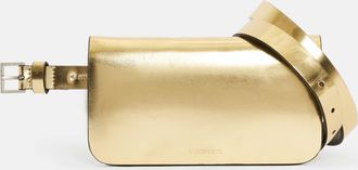 AllSaints Womens Cow Leather Beckie Metallic Leather Bag Belt, Size: L/XL