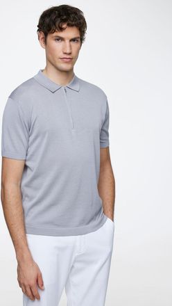 Gentiluomo Polo Zip Premium Cotton | Lichtgrijs