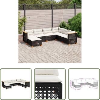 vidaXL Sedute da esterno - Set Divani da Giardino con Cuscini 7pz Nero Polyrattan
