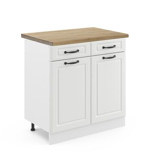 Vicco Mueble Bajo De Cocina R-line, Blanco Casa De Campo, 80 Cm, Et Roble