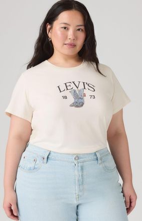Levi's Perfect Tee (Plus Size) - Hombre - 1X - White / Levis Denim Boots Egret
