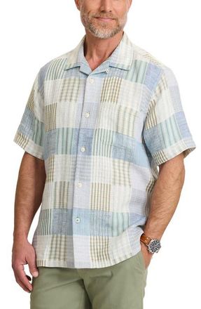 Tommy Bahama Patchwork Sands Linen & Cotton Camp Shirt in Biscotti Tan at Nordstrom, Size Xxx-Large