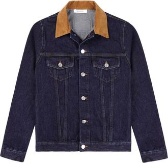 Sporty & Rich contrast-collar denim jacket - women - Cotton/Leather - S - Blue