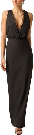 Adrianna Papell Crepe And Lace Long Dress