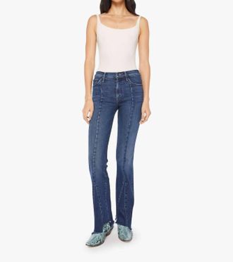Mother Insider Skimp Pointy Fray Jean In Blue