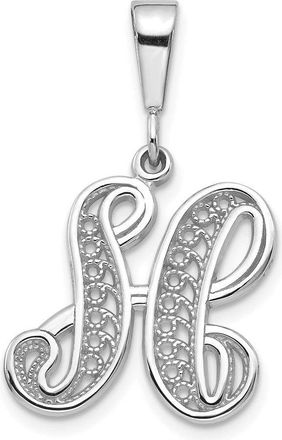 Diamond2Deal 10K White Gold Filigree Initial H Pendant