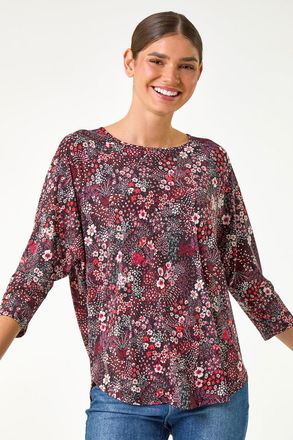 Roman Textured Ditsy Floral Stretch Top