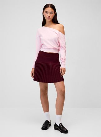 Twik Womens Knitted pleating skater skirt