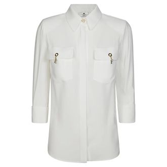 Elisabetta Franchi Shirts, female, White, M, Chic Camica Dress for Women