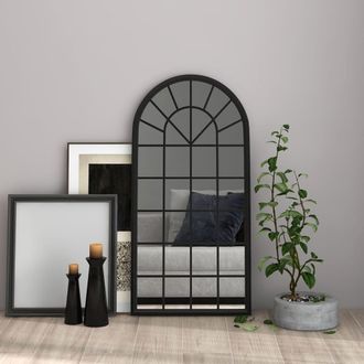 vidaXL Espejo Hierro Negro Para Uso Interior 90x45 Cm Vidaxl
