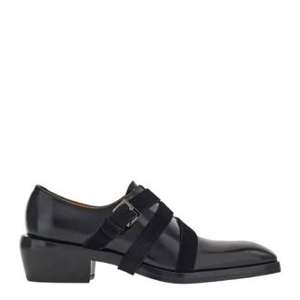 Ferragamo Forest Side Buckle Leather Shoes, Size 10