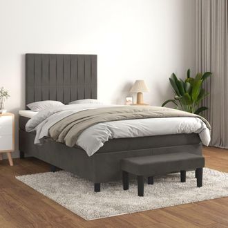 vidaXL Cama Box Spring Con Colch&oacute;n Terciopelo Gris Oscuro 120x200 Cm Vidaxl