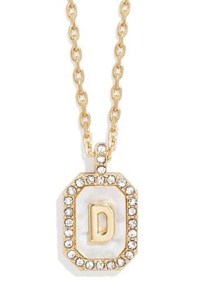 BaubleBar Initial Pendant Necklace in White D at Nordstrom