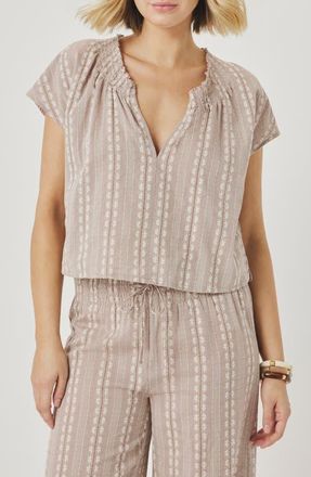 Splendid Meadow Stripe Cotton Crop Top in Light Wicker Brown at Nordstrom, Size X-Large