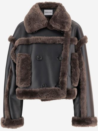 Stand Studio Chaqueta de cuero sintético con detalles de piel Kristy de Stand Studio