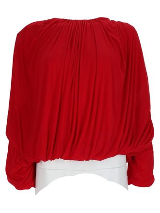 Magda Butrym Red Draped Gathered Elasticized Hem Top