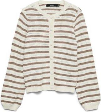 Vero Moda Gorgeous Stripe Cardigan in Birch/Silver Grey at Nordstrom Rack, Size X-Small