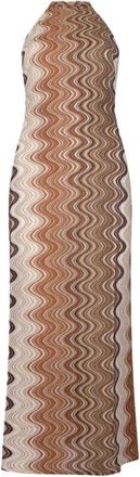 MC2 Saint Barth Wavy Pattern Sleeveless Maxi Dress with High Neckline