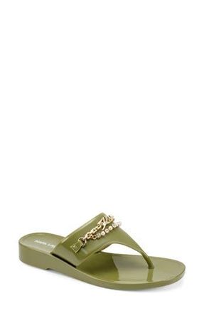 Karl Lagerfeld Vesperina Embellished Flip Flop in Light Olive at Nordstrom Rack, Size 10