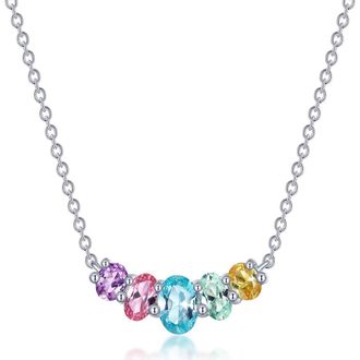 Lafonn Lab Created Sapphire Pendant Necklace in Silver at Nordstrom Rack, Size 20
