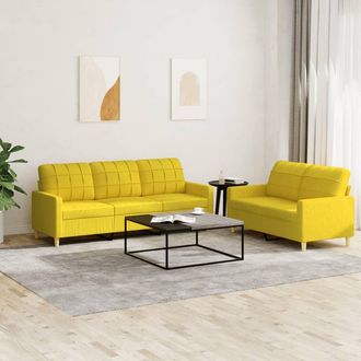 vidaXL Vidaxl - Juego De Sof&aacute;s Con Cojines 2 Piezas Tela Amarillo Claro