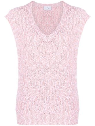 Ferragamo knitted bouclé top - women - Lamb Skin/Cotton - M - Pink