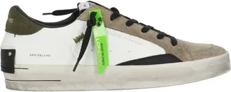 Crime London White Sk8 Deluxe Suede Leather Used-Effect Low-Top Sneakers