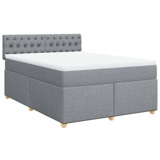 vidaXL Vidaxl - Cama Box Spring Con Colch&oacute;n Tela Gris Claro 160x200 Cm