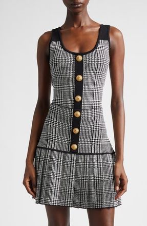 Balmain Prince of Wales Knit Bodysuit in Ecj Black/Natural at Nordstrom, Size 12 Us