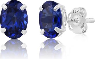 MAX + STONE 14k Yellow or White Gold 7x5mm Oval Stud Earrings with Push Backs