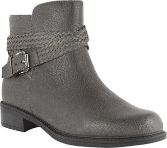 David Tate Womens Skip Leather Ankle Boots In Gray Pebble Grain