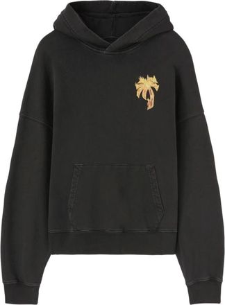 Palm Angels Black Gothic Logo Sweatshirt - Heren - Hoodies - Zwart - M - Katoen - Hoodies & sweatvesten