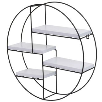 Hhg Nunca Usado] Estante De Pared Hhg 612, Estante Colgante Estante Flotante, 4 Estantes Metal Madera Maciza Industrial 45x45x11cm, Blanco