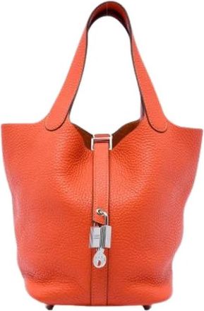Herm&egrave;s Pre-owned Picotin Lock 18 - Dames - Vintage Tas - Oranje - ONE Size - Leer - Vintage