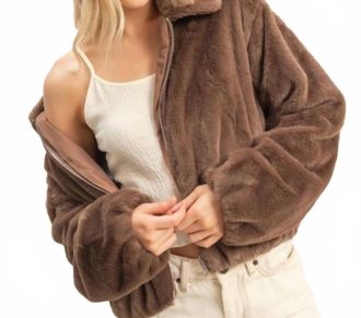 HYFVE Gus Faux Fur Zip Jacket In Brown