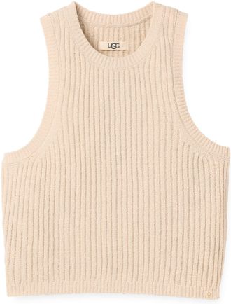 UGG Tanktop UGG Elaenia Tank Lite, Damen, Gr. XXL, beige (sand), Strick, Obermaterial: 100% Polyester, unifarben, regular fit normal, Rundhals, Tops Tankt
