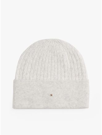 Tommy Hilfiger Womens Cable Knit Beanie - White