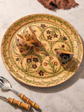 Poterie d'Évires Flowers Hand-Painted Ceramic Giant Platter
