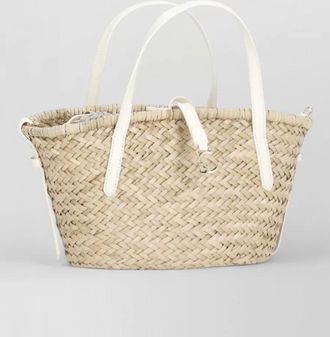 Coccinelle raffia beach bag shopper shoulder strap
