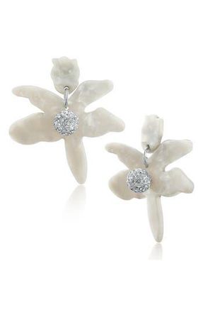 Jardin Five Petal Modern Floral Drop Earrings in White/Silver at Nordstrom Rack