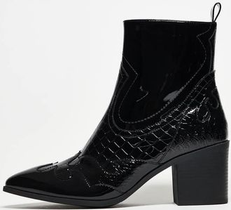 Asos Stivaletti chelsea con tacco verniciati neri con dettaglio western-Nero