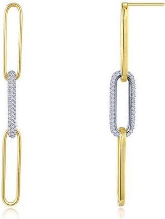 Lafonn Two-Tone Paperclip Link Simulated Diamond Drop Earrings in White at Nordstrom Rack