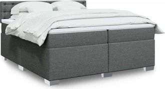 vidaXL Cama Box Spring Con Colch&oacute;n Tela Gris Oscuro 200x200 Cm Vidaxl