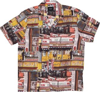 HUF Gedrukte V-Hals Resort Shirt - Heren - Korte mouwen Overhemden - Veelkleurig - XL - Leer - Overhemden
