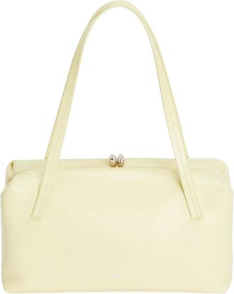 Jil Sander Goji Pillow kleine leren shopper met reli&euml;f - Beige