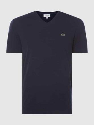 Lacoste Regular Fit T-Shirt mit V-Ausschnitt in Marine, Gr&ouml;&szlig;e XS