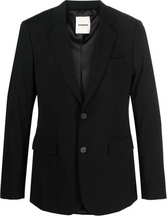 Sandro single-breasted blazer - men - Polyester/Spandex/Elastane/Viscose/RWS Wool - 54 - Black