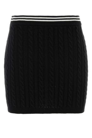 Alessandra Rich Womens Black Cotton Mini Skirt Exterior: Gonne