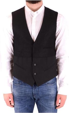 Antony Morato Mouwloze Gilet met Knoopsluiting en Lage V-Hals - Heren - Bodywarmers - Zwart - S - Wol - Jassen