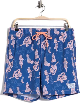 Beach Bros Aloha Guitar Swim Trunks in Navy Pink at Nordstrom Rack, Size Xx-Large